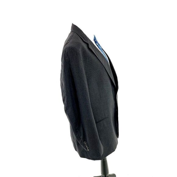 Jos A Bank Signature Gold Wool 2 Button Suit Jacket 46R Gray W Blue Gray Striped - Picture 7 of 12